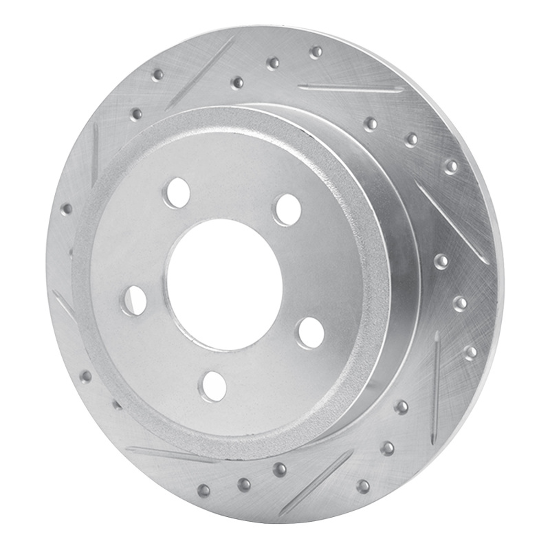 Jeep TJ Brake Rotor (1) - Rear Left - R1 Concepts - Drilled & Slotted - Silver - `03-`07